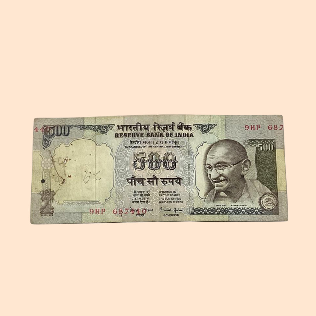 Rs 500 Note old Error or Misprint Serial 687440 | Printing Shifted Number Cut Rare Collectible - Collection Bazzar