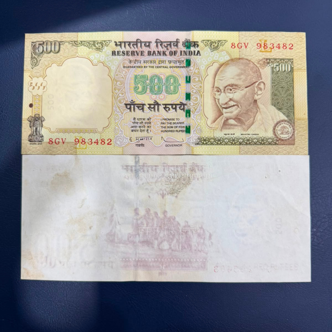 Rs 500 Old Issue Note Error & Misprint 983482 Uniface Note - Collection Bazzar