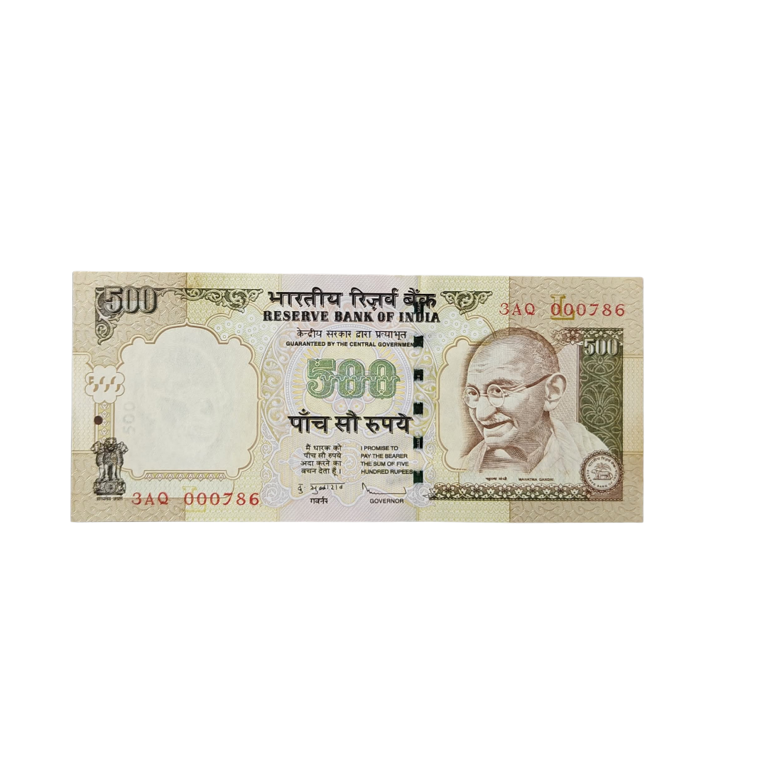 ₹500 Old Note | Rare Lower Number 000786 | Holy Bismillah Number