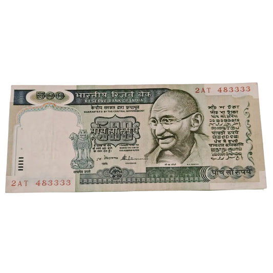 Rs 500 note 1st issue  governor vaikatraman sign with fancy serial nunber 483333 unc condition - Collection Bazzar