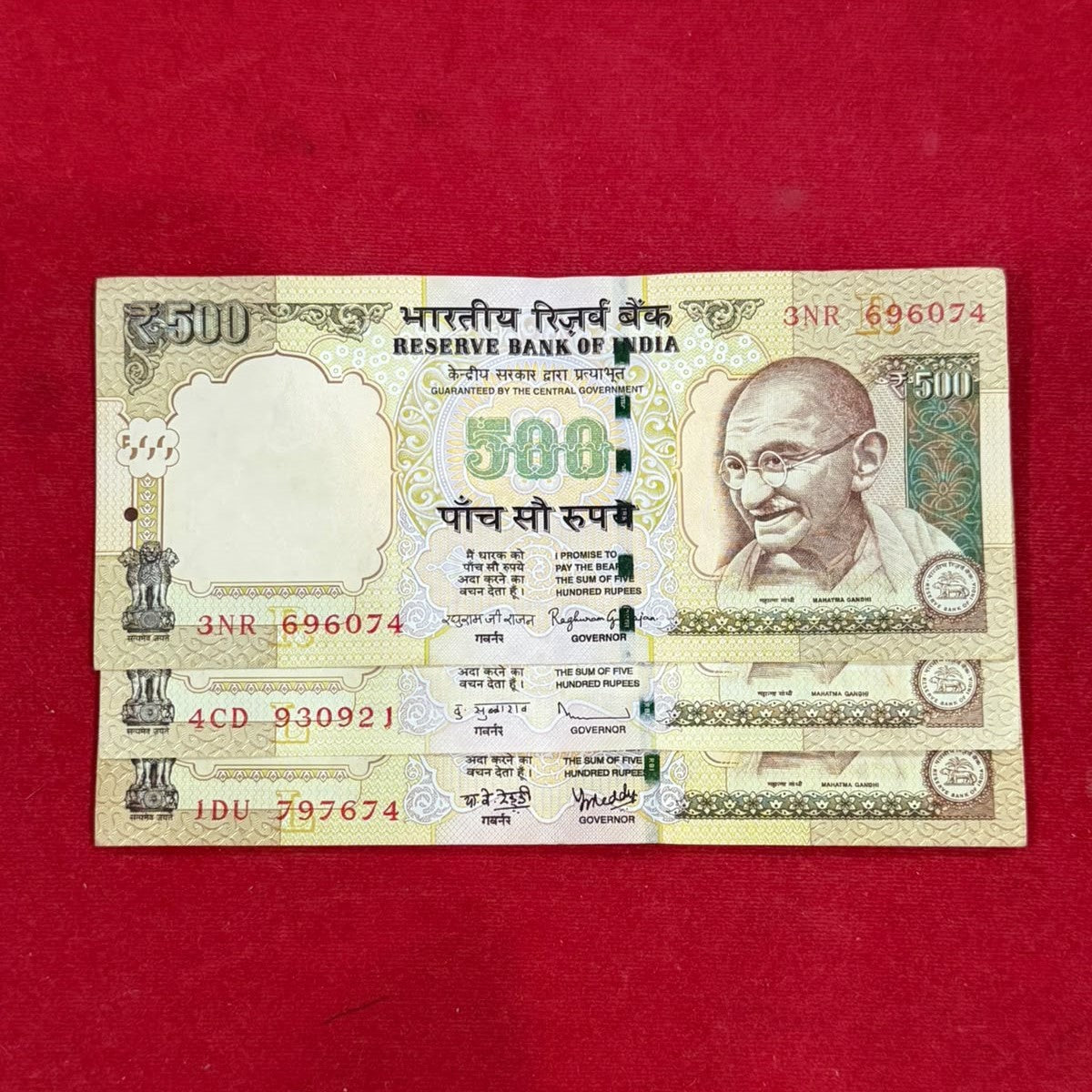 Rs 500 Old Note Set of 3 All Governor Note Set Rare Collection - Collection Bazzar