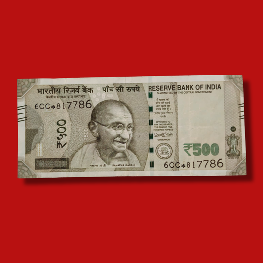 Rs 500 Star Note 817786 Ending Holy Number Religious Rare - Collection Bazzar