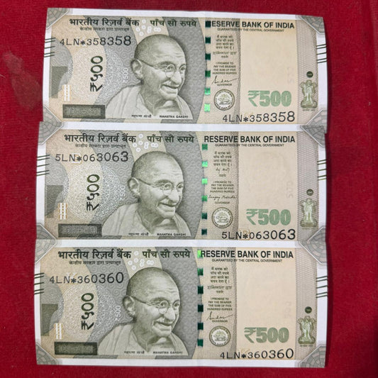 Rs 500 Star Note Doubling Number Each Note Price Mention - Collection Bazzar