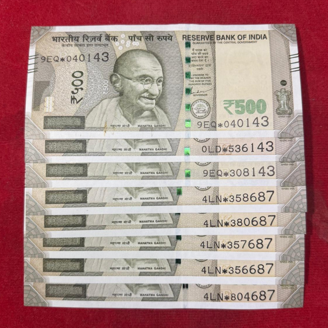 Rs 500 Star Notes Ending Holy  and love Number 143 and 687 each note price - Collection Bazzar