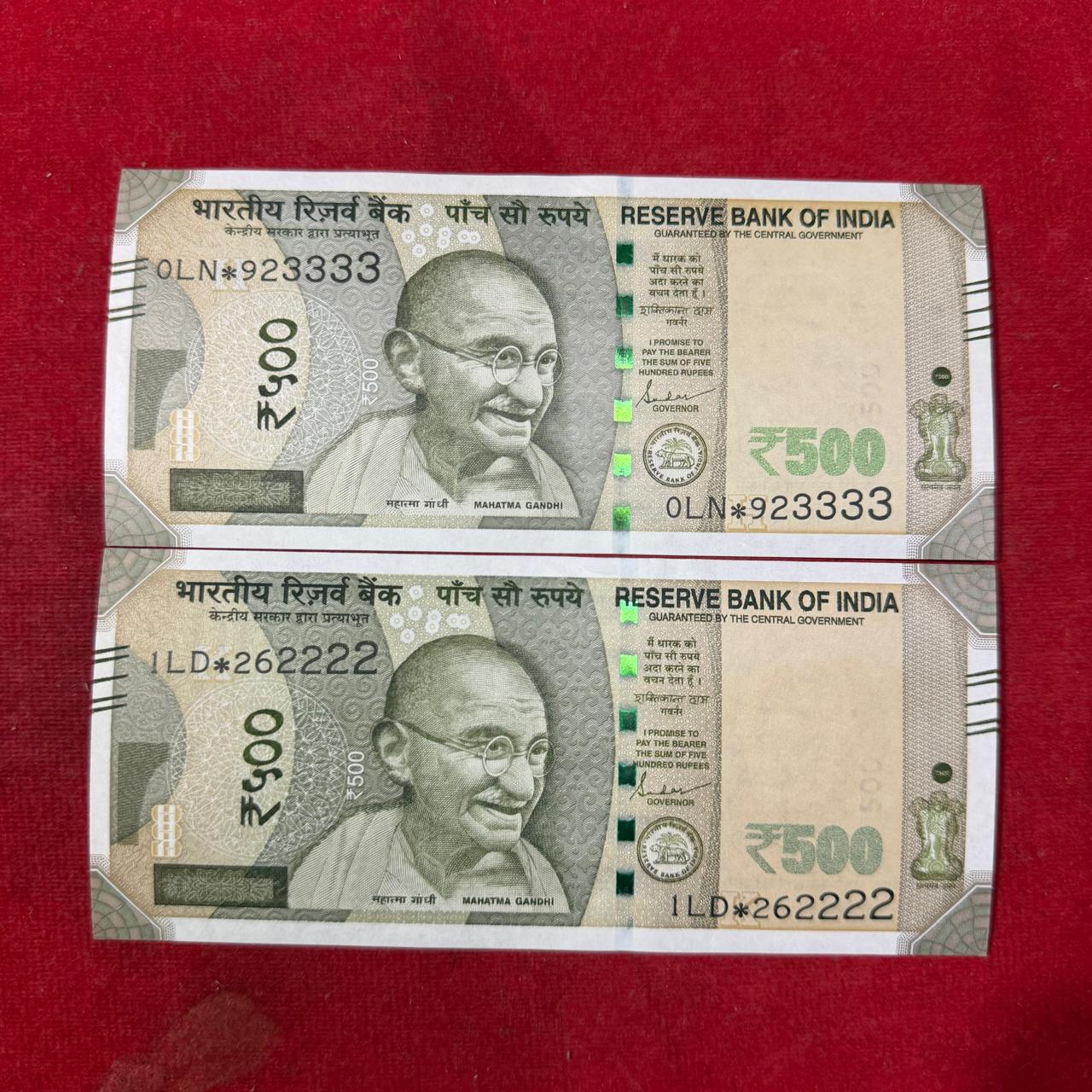 Rs 500 Star Notes XX3333 Ending 4 Times 3 Each Note Price - Collection Bazzar