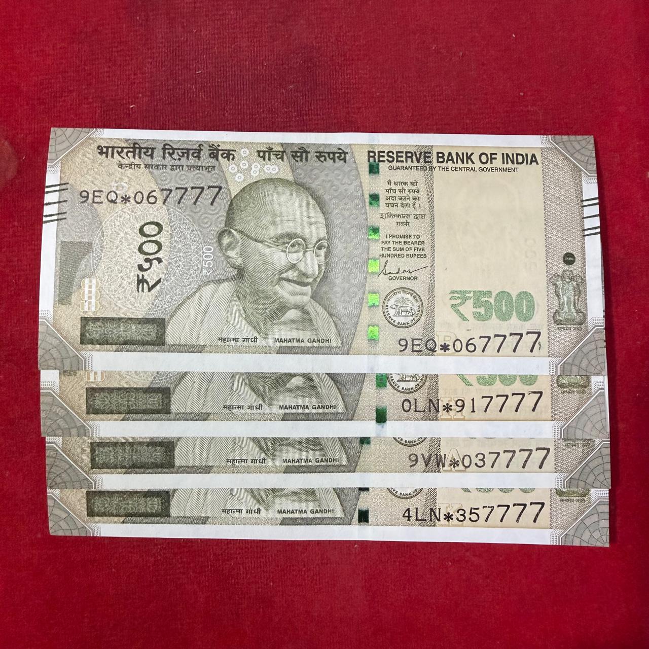 Rs 500 Star Notes XX7777 Ending 4 Times 7 Each Note Price - Collection Bazzar