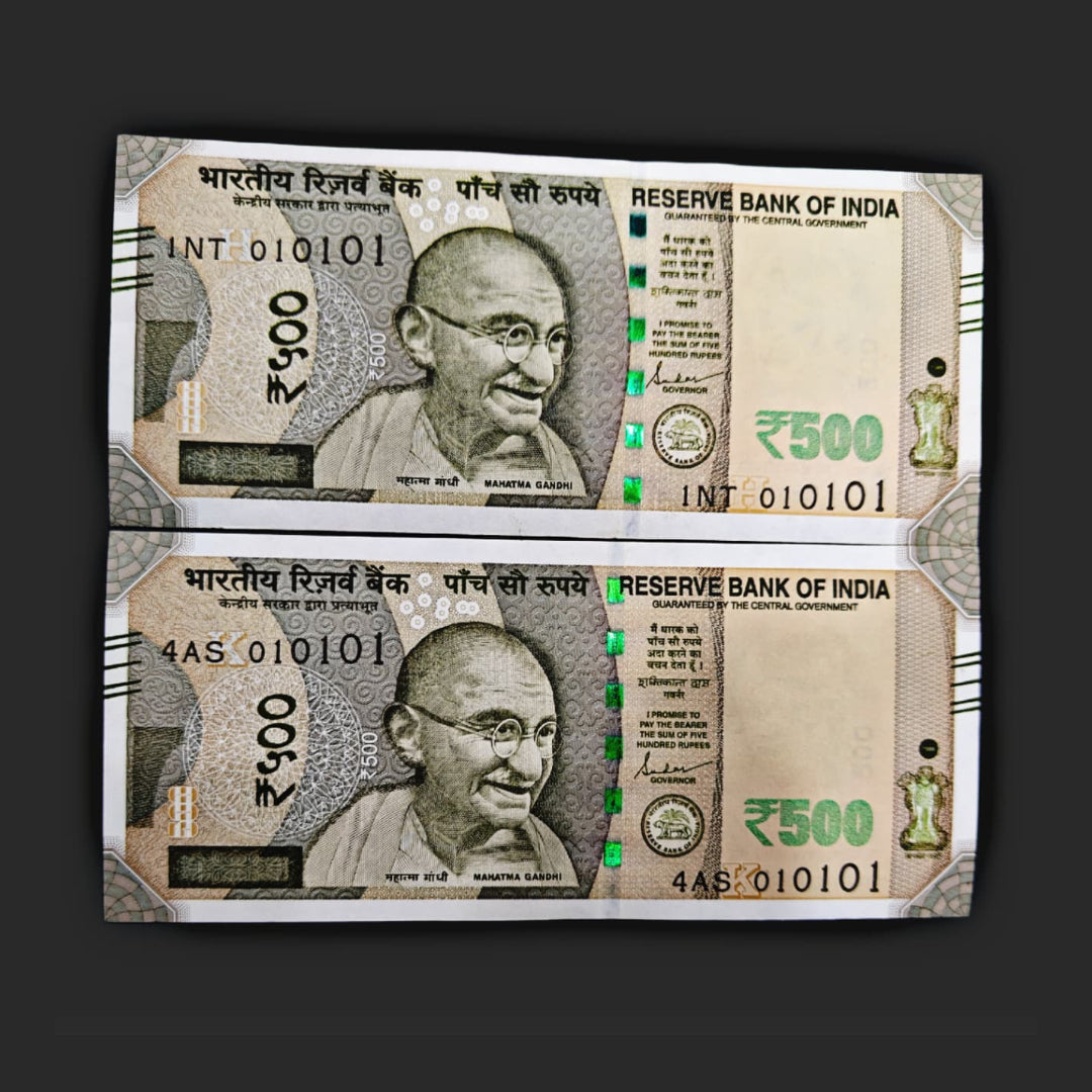 Rs 500 Note Serial 010101 Tripling Number Birthday Note Each note Price ₹999  | Rare Collectible - Collection Bazzar
