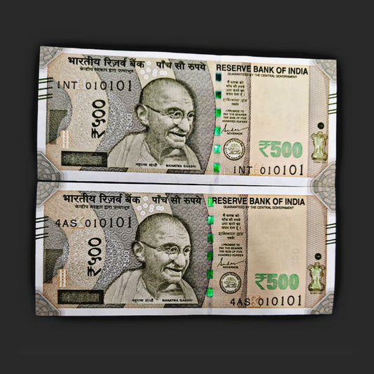 Rs 500 Note Serial 010101 Tripling Number Birthday Note Each note Price ₹999  | Rare Collectible - Collection Bazzar