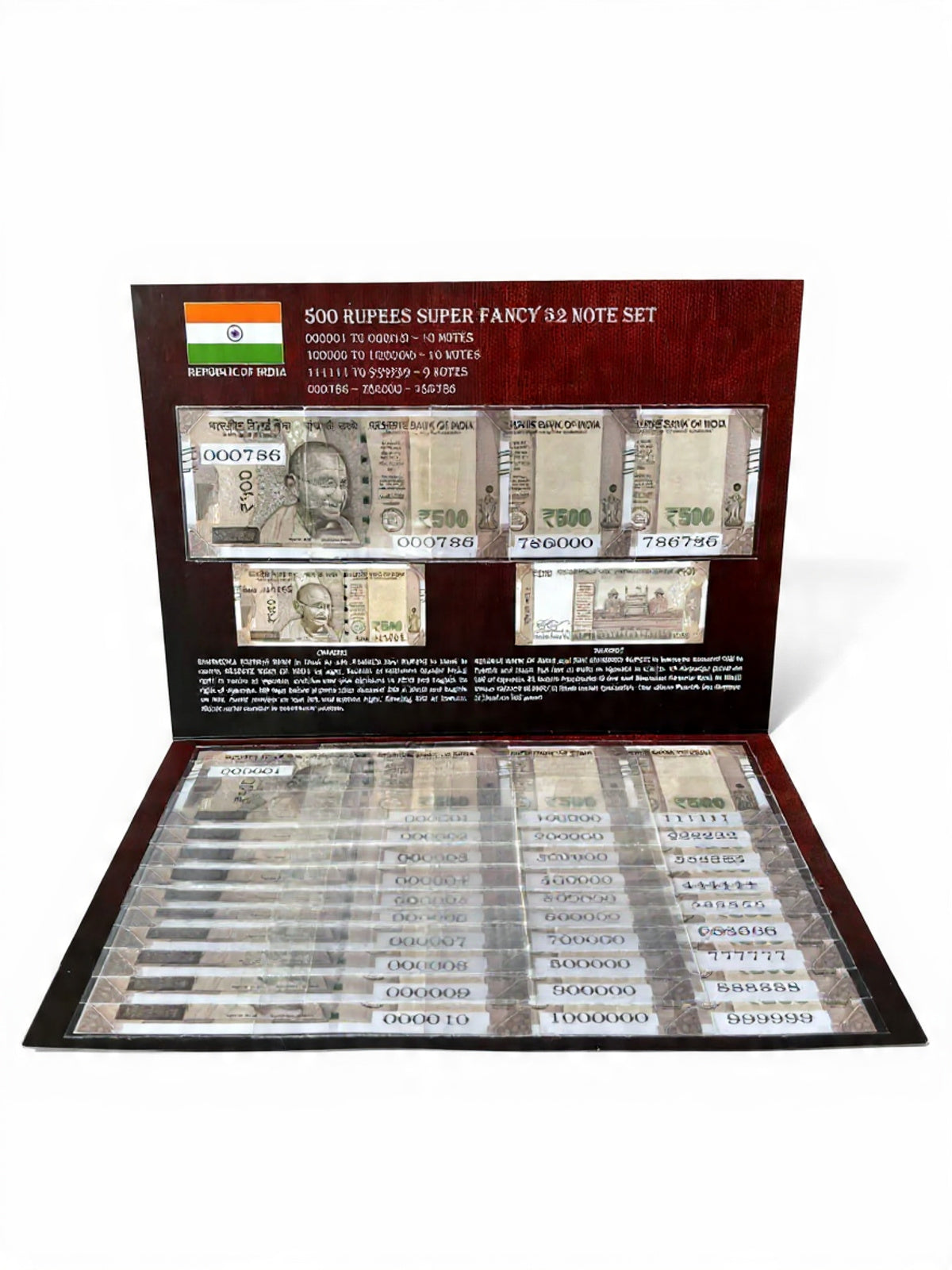 Rs 500 Ultimate Rare UNC 32 Notes Super Fancy Number Set Complete Collection - Collection Bazzar