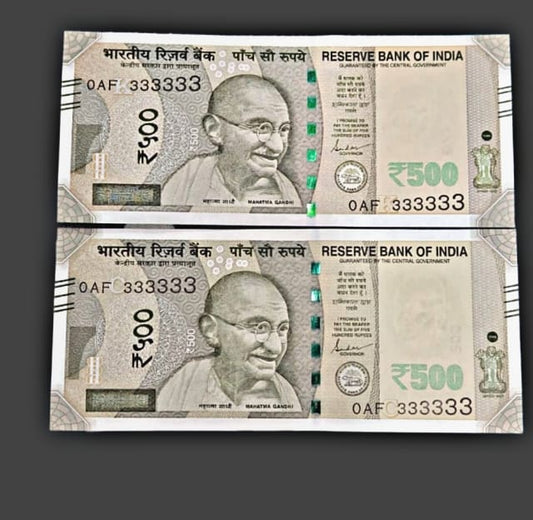 Rs 500 all 333333 same prefix  solid number governor shaktikant das rare collectible - Collection Bazzar