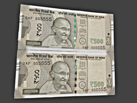 Rs 500 all 555555 solid number governor shaktikant das rare collectible - Collection Bazzar