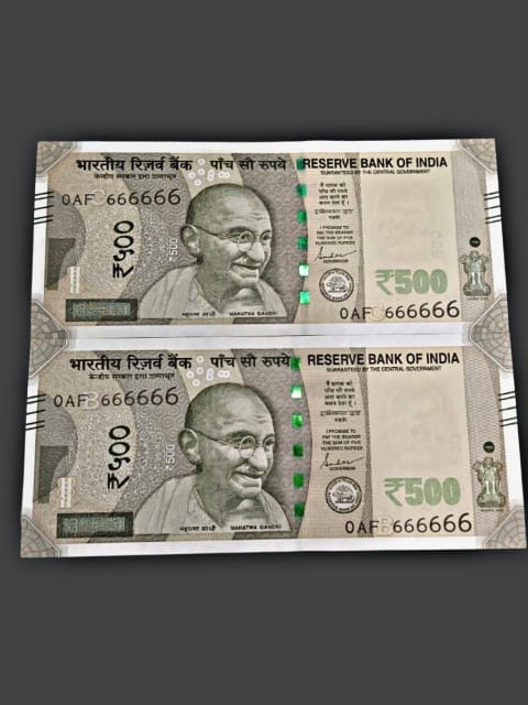 Rs 500 all 666666 same prefix solid number governor shaktikant das rare collectible - Collection Bazzar