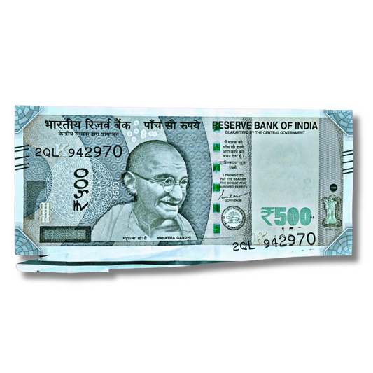 Rs 500 new 942970 border error downside right side whole number juggling  governor shakti kant das excellent condition - Collection Bazzar