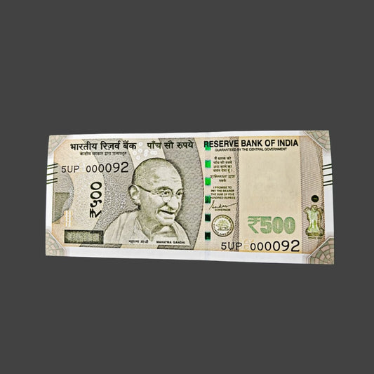 Rs 500 note 000092 lower plus alein number governor shaktikant das rare collectible - Collection Bazzar