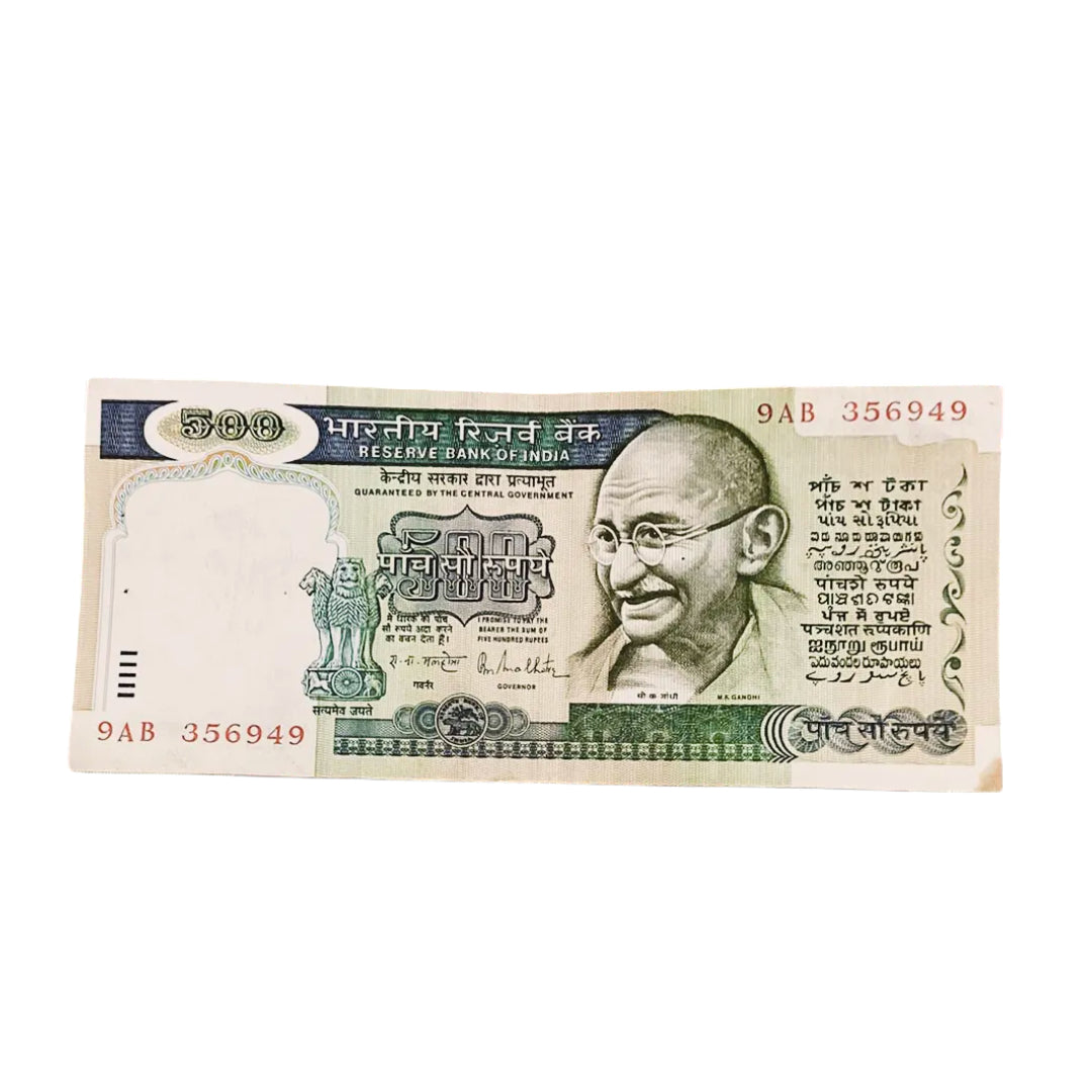 Rs 500 note 356949 number governor r n malhotra rare collectible - Collection Bazzar
