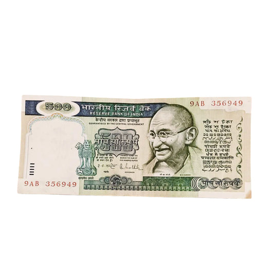 Rs 500 note 356949 number governor r n malhotra rare collectible - Collection Bazzar