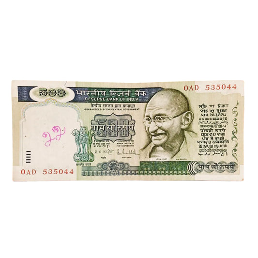 Rs 500 note 535044 governor r n malhotra rare collectible - Collection Bazzar