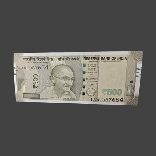 Rs 500 note 987654 reverse ladder 456789 governor shaktikant das rare collectible - Collection Bazzar
