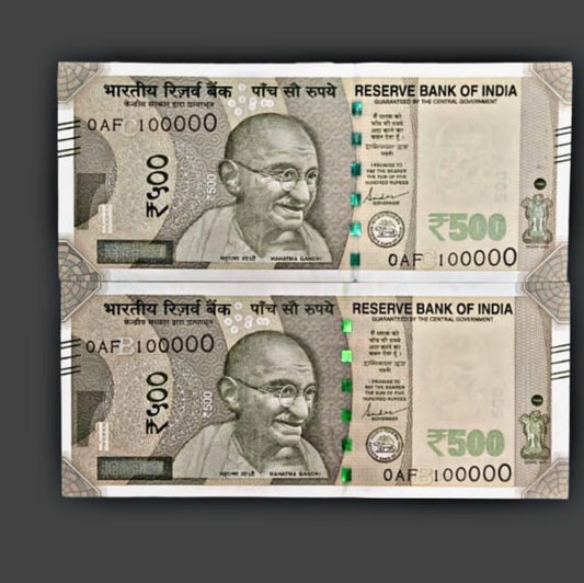 Rs 500 note same prefix 100000 lakha number governor shaktikant das rare collectible - Collection Bazzar