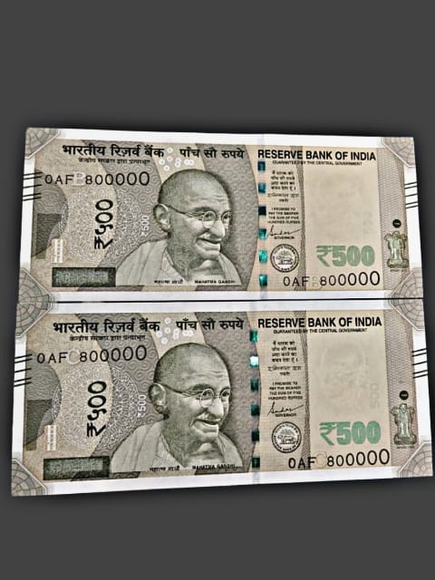 Rs 500 note same prefix 800000 lakha number governor shaktikant das rare collectible - Collection Bazzar