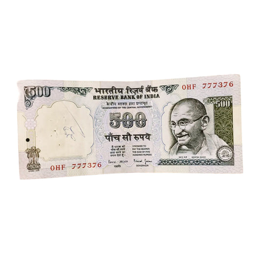Rs 500 note silver thread 777376 governor bimal jalan rare collectible - Collection Bazzar