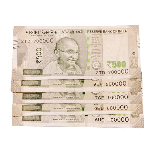 Rs 500 notes lakha number governor urjit patel rare collectible 5 note lot - Collection Bazzar