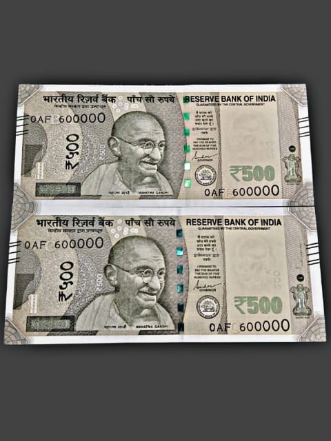 Rs 500 notes same prefix 600000 lakha number governor shaktikant das rare collectible - Collection Bazzar