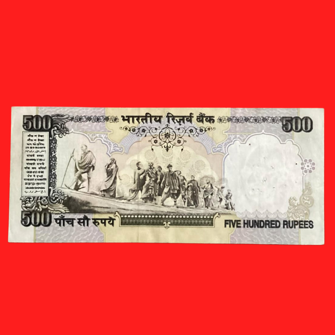 Rs 500 old issue Silver Thread C Rangrajan sign serial no 5CR 644388 - Collection Bazzar