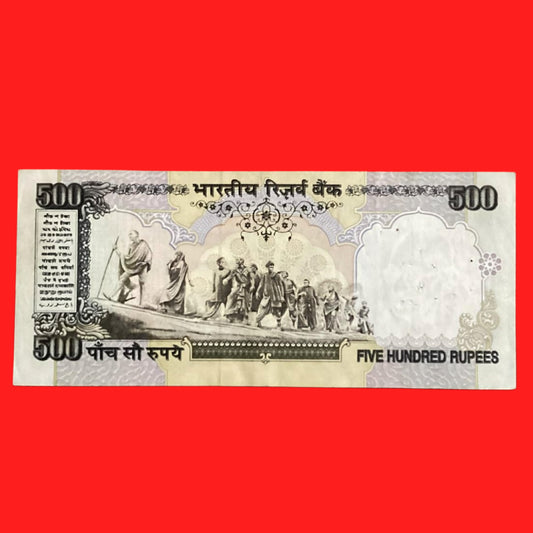 Rs 500 old issue Silver Thread C Rangrajan sign serial no 5CR 644388 - Collection Bazzar