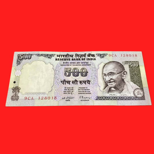 Rs 500 old issue note silver thread 128018 governor C rangrajan - Collection Bazzar