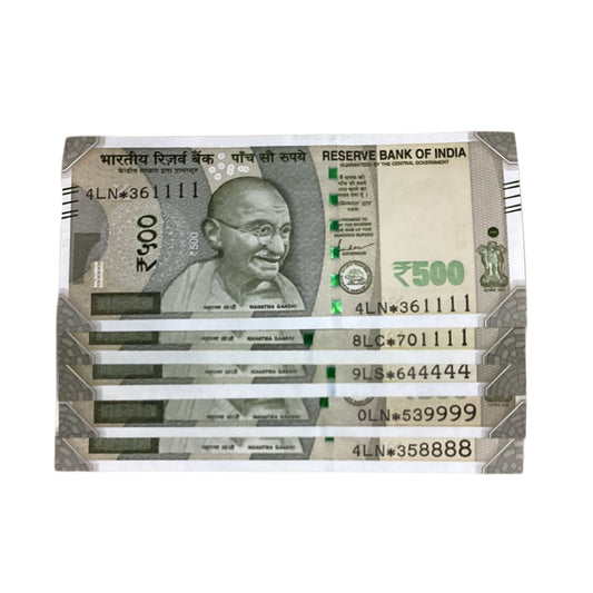 Rs 500 star note 4 time same number  1111.8888.9999 rare  collectible each note price - Collection Bazzar