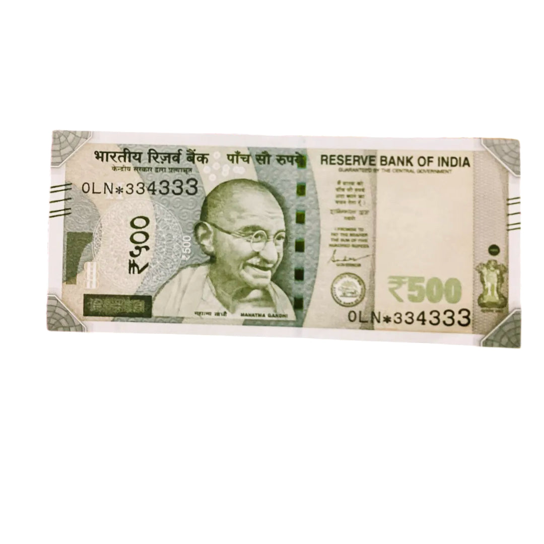 Rs 500 star note  334333 number governor  5 time all 33333 number - Collection Bazzar