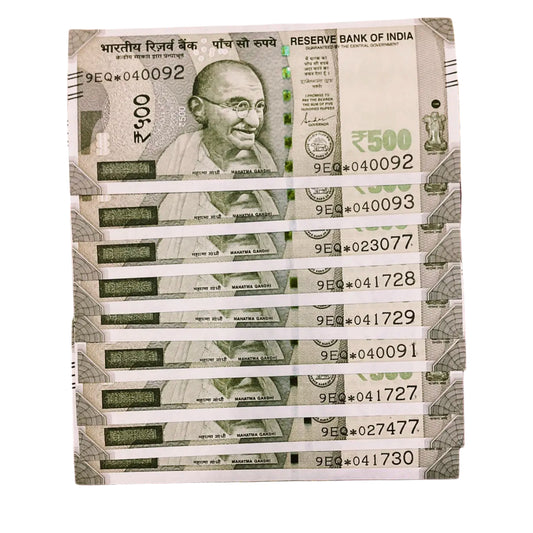 Rs 500 star note lot prefix 9EQ  rare collectible each note price - Collection Bazzar