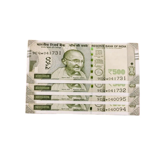 Rs 500 star note same prefix 9EQ  rare collectible each note price - Collection Bazzar