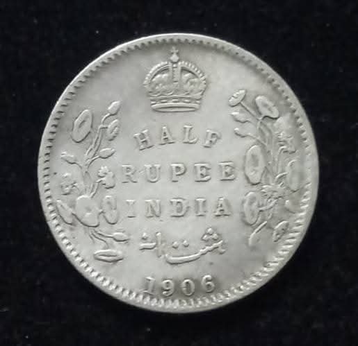 Half Rupee India 1906 | Edward VII King Emperor | Silver Coin - Collection Bazzar
