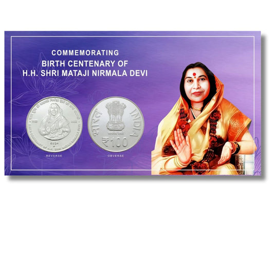 Rs. 100 Commemorative Coin – Birth Centenary of H.H. Shri Mataji Nirmala Devi | UNC | 3-Fold Pack

