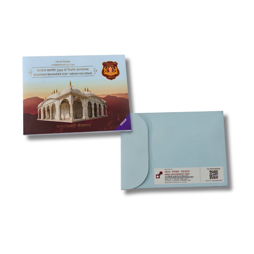 Rs. 100 Proof Coin – 2550th Nirvan Kalyanak of Bhagwan Mahaveer | 3-Folder Pack | Government Mint

