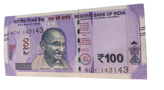 Rs100 note number fancy number 143143 I love you note number - Collection Bazzar