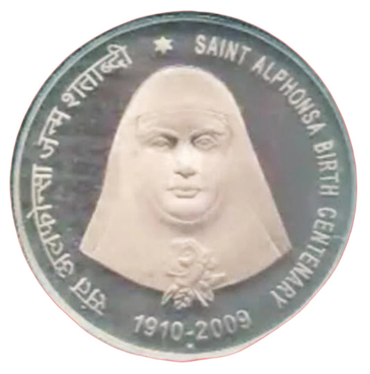 Rs 100 Saint Alphonsa Birth Centenary 1910- 2009 Silver Coin Unc Condition
