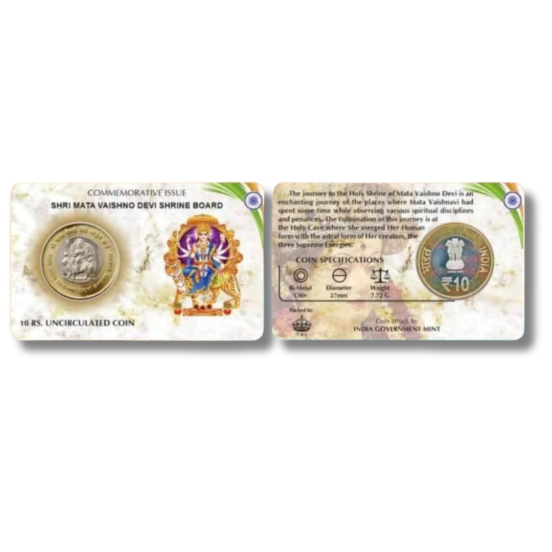 Rs 10 Atm Coin Shree Mata Vaishno Devi Shrine Board Gem Unc Condition With Beautiful Coin Card