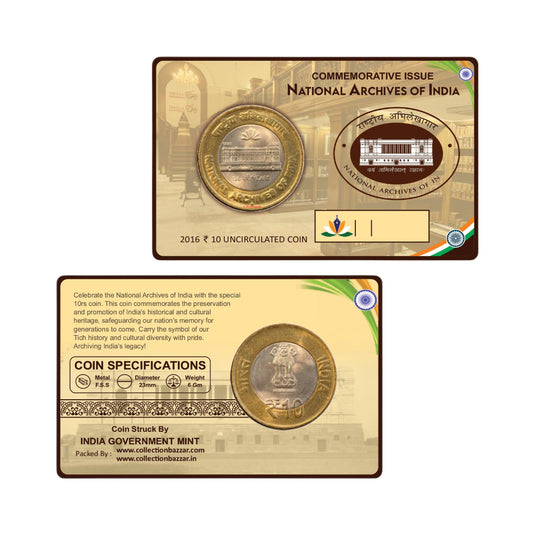 Rs 10 Atm Coin National Archives Of India Gem Unc Condition With Beautiful Coin Card