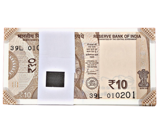₹10 Birthday / Fancy Serial Note Packet – Prefix 39L Serial 010201 & 010203 | 1 Feb 2001