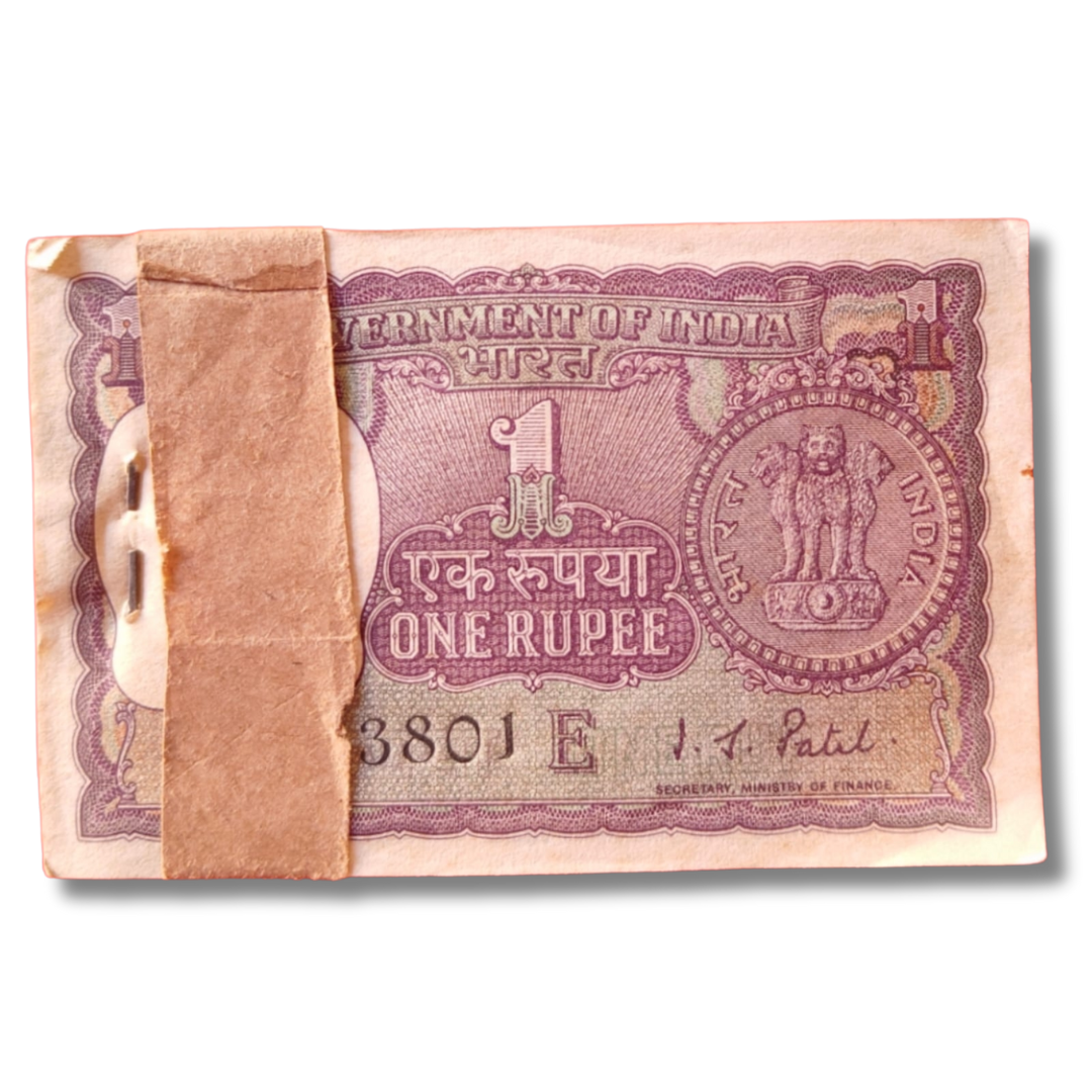 Rs 1 Big Coin Packet – I.G. Patel Signature | 100 UNC Notes | Rare Serial Packet