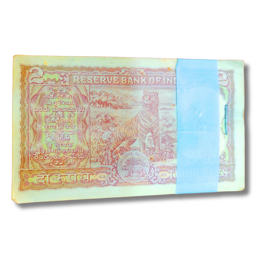 ₹2 Diamond Issue Note Packet – Serial 294301 | Standing Tiger Brown