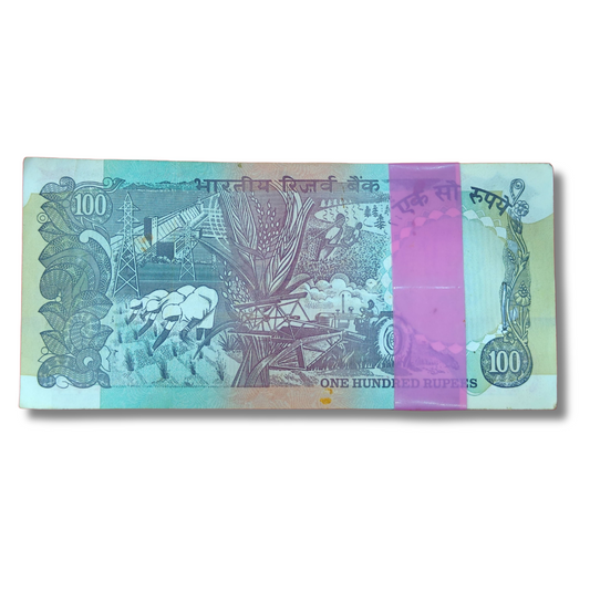Rs 100 Pink Beauty Agriculture Issue Packet – 5TG Prefix Serial 096001 | C. Rangarajan