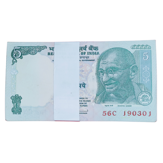 Rs 5 birthday anniversary 100 note serial pkt 190301 19 March  gem unc condition