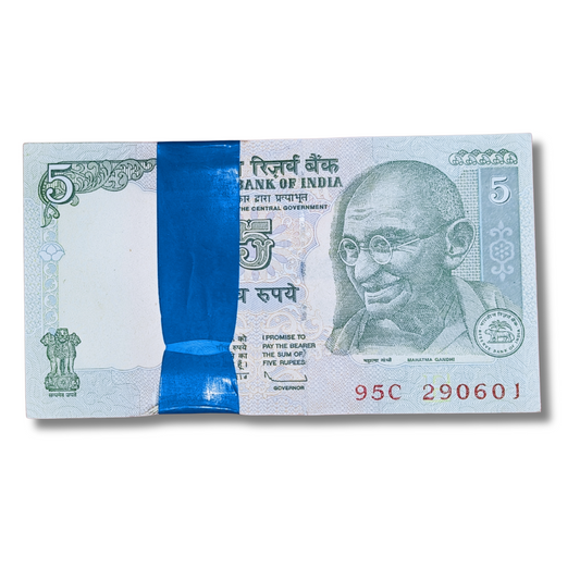 Rs 5 birthday anniversary 100 note serial pkt 290601 29 June gem unc condition