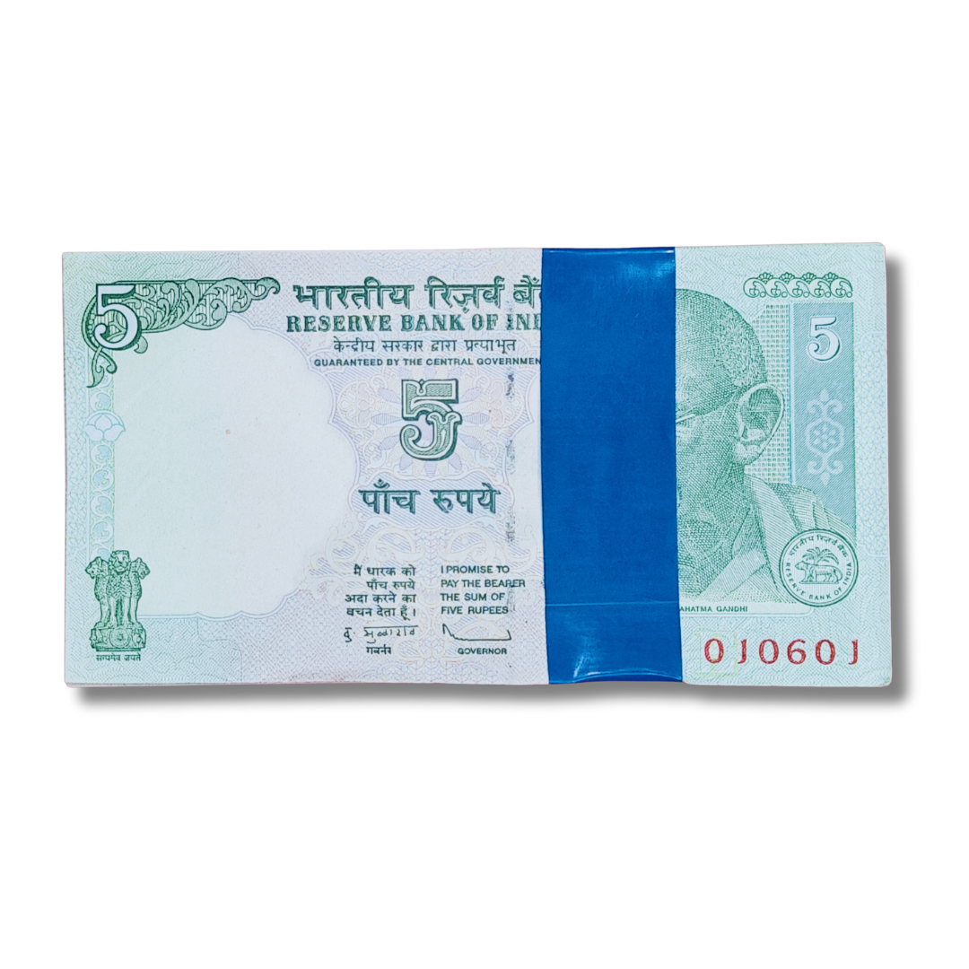 Rs 5 birthday anniversary 100 note serial pkt 010601 1 June  gem unc condition