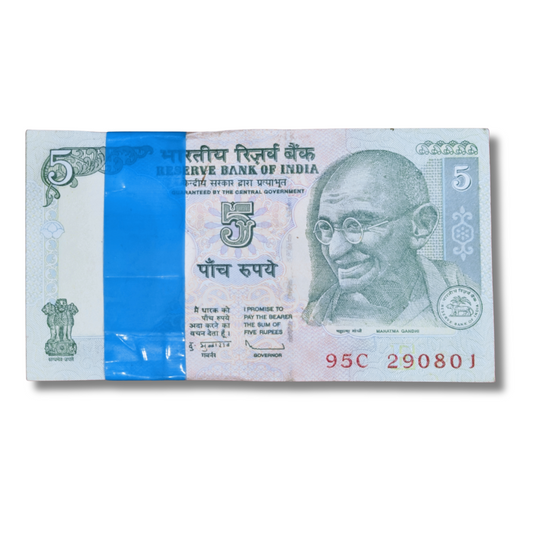 Rs 5 birthday anniversary 100 note serial pkt 290801 29 August gem unc condition