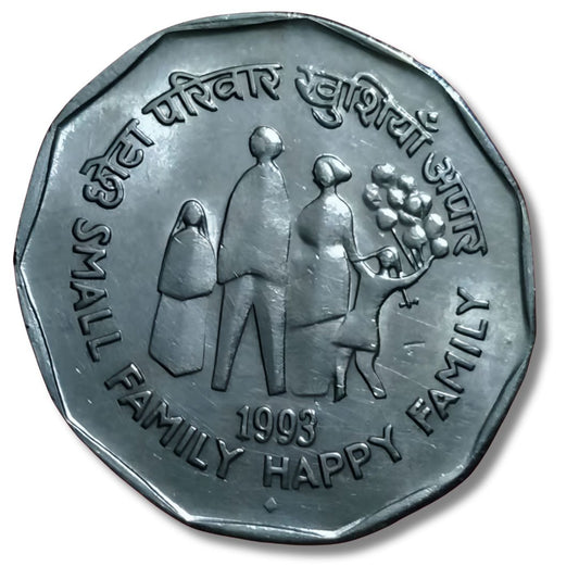 Rs 2 Small Happy Family Coin Excellent Condition
